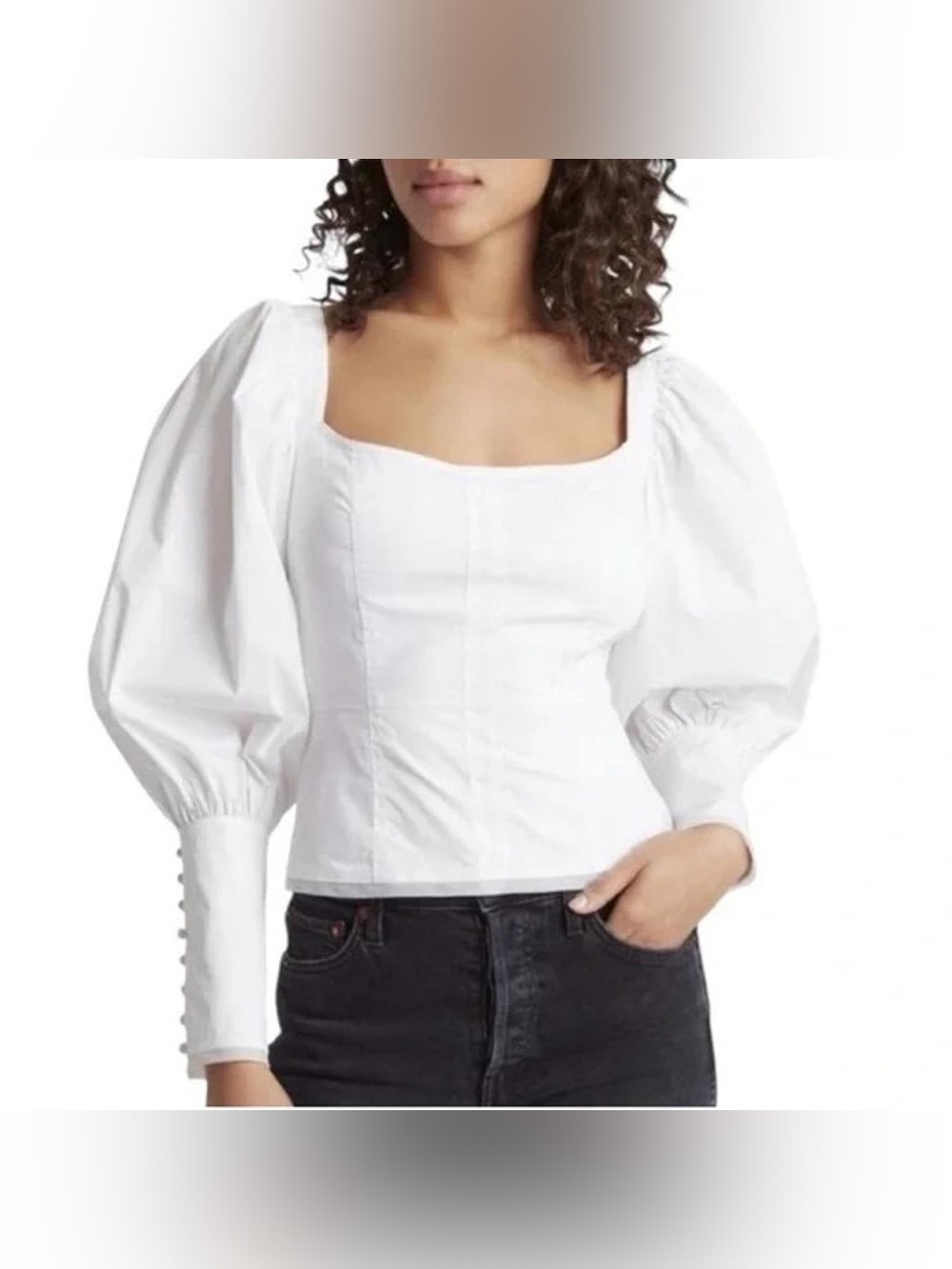 Choosy Priscilla Square Neck Puff Sleeve Blouse